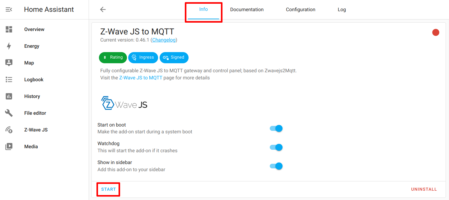Install Z-Wave JS to MQTT Add-on