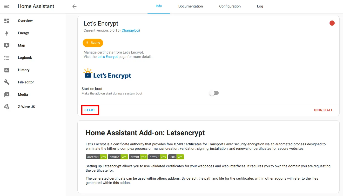Install Let's Encrypt Add-On