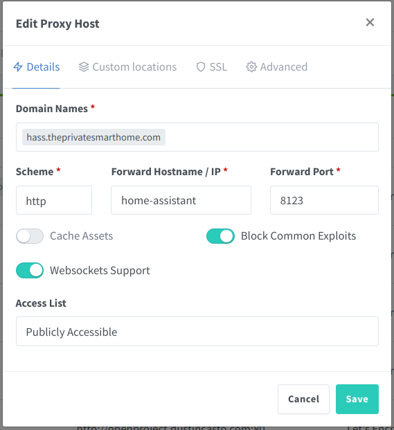 Nginx Proxy Manager Configuration