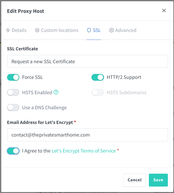 Nginx Proxy Manager Configuration