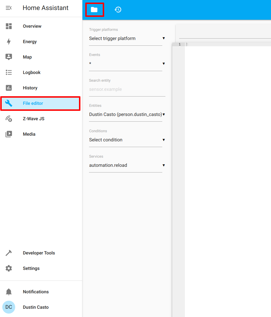 Home Assistant File Editor