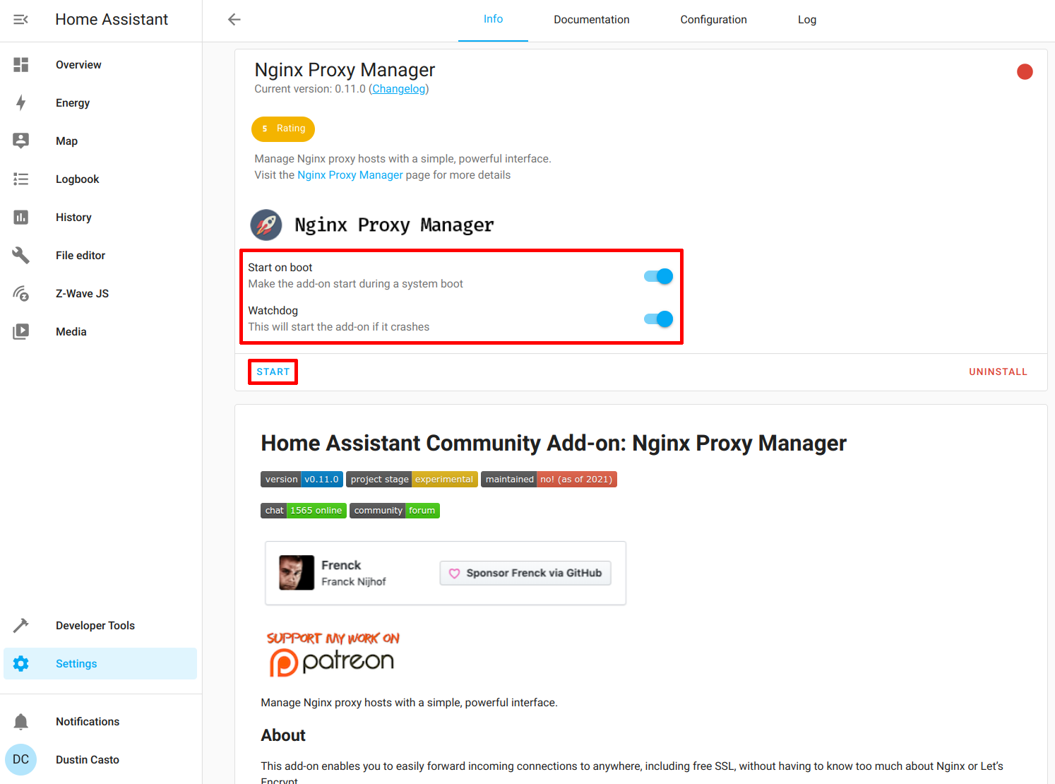 Home Assistant Install Nginx Proxy Manager