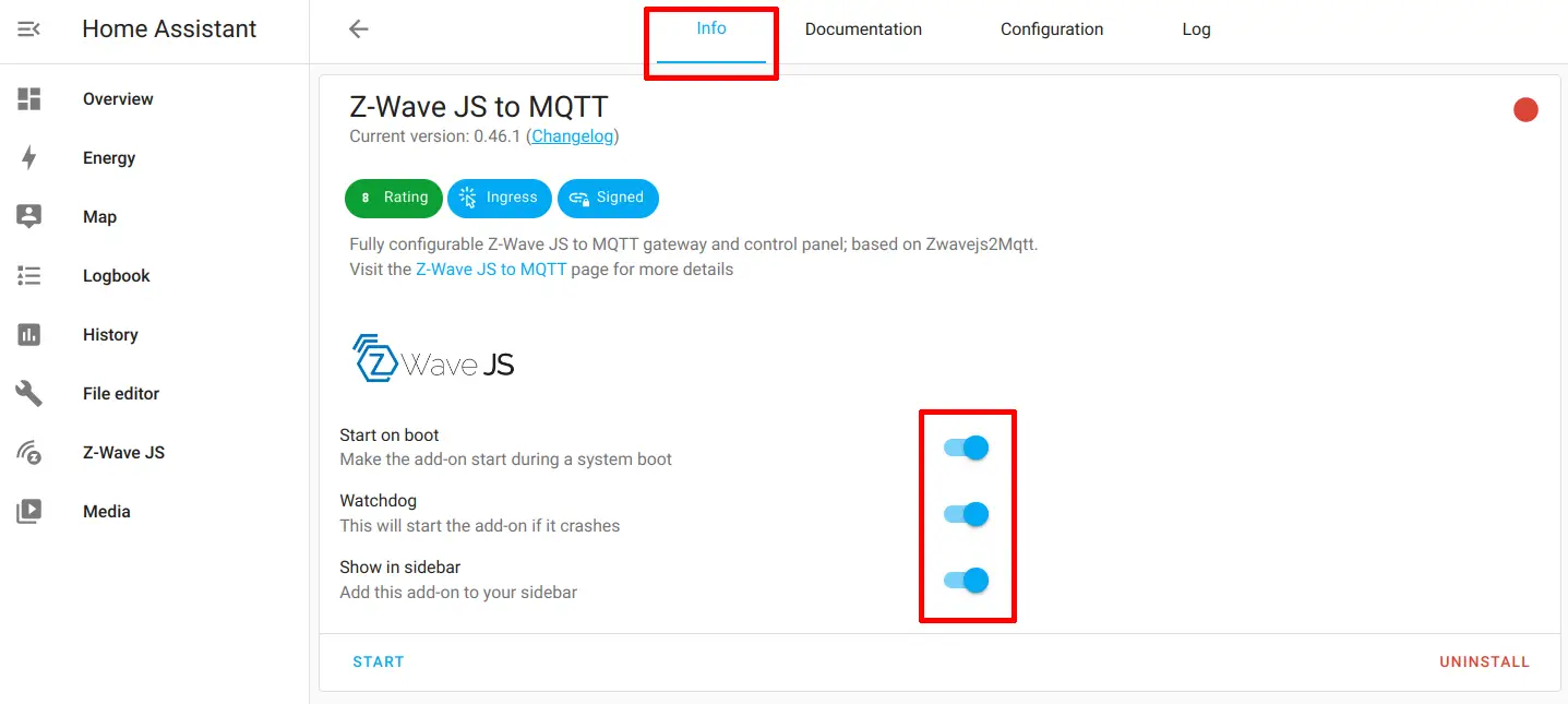 Install Z-Wave JS to MQTT Add-on