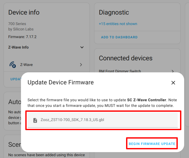 Updating Zooz Controller Firmware